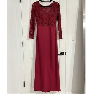 NWT Dessy Collection Burgundy Lace Top Gown